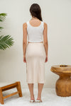 Falda Midi de Satin con Abertura Lateral