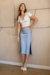 Falda Midi de Satin con Abertura Lateral