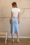 Falda Midi de Satin con Abertura Lateral