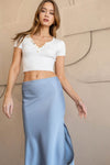 Falda Midi de Satin con Abertura Lateral