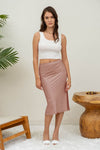Falda Midi de Satin con Abertura Lateral