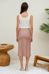 Falda Midi de Satin con Abertura Lateral