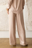 Pantalones de Pierna Ancha Talla Alto de Saten Beige