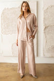 Pantalones de Pierna Ancha Talla Alto de Saten Beige