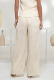 Pantalones de Vestir Plisados de Cintura Alta Blancos Textura Plisse