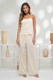 Pantalones de Vestir Plisados de Cintura Alta Blancos Textura Plisse