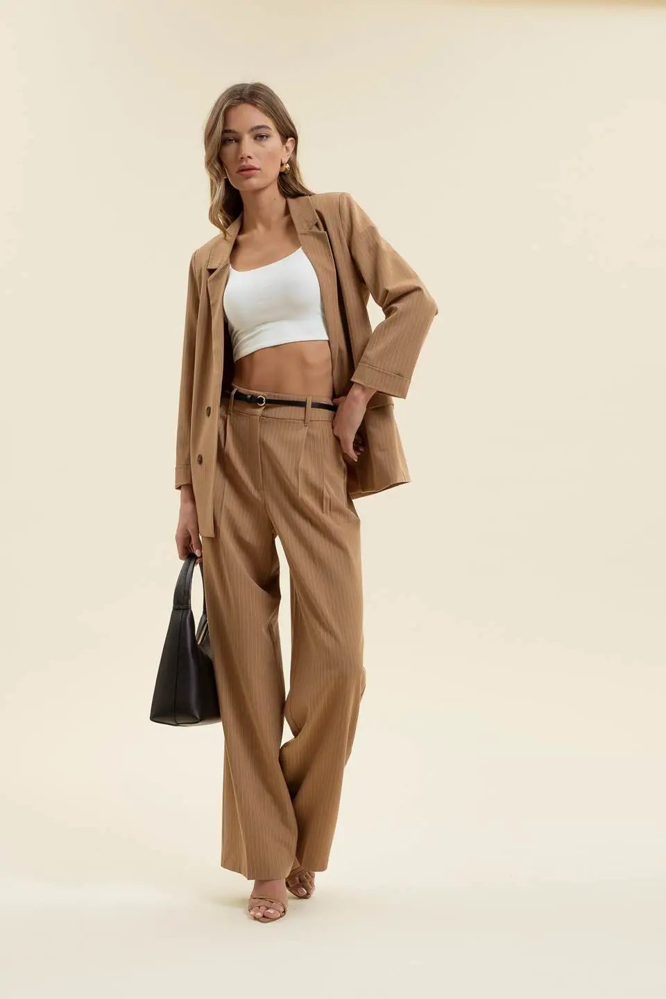 Saco Blazer Khaki a Rayas by Yanet Collective
