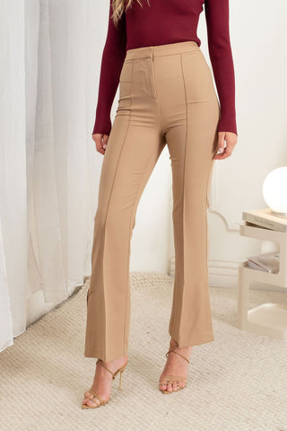 Pantalón Palazzo de Vestir de Mujer de Cintura Alta con Pinzas y Abertura Lateral en Negro - Moda Mexicana