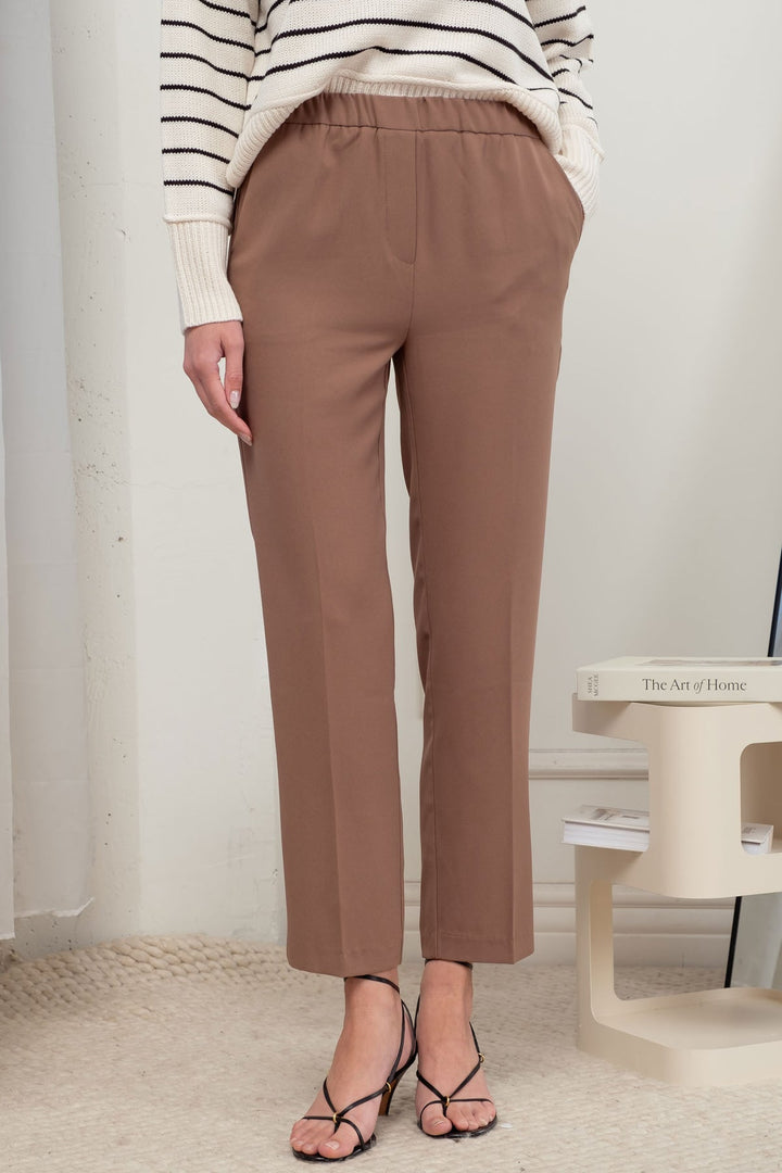 Pantalones de Vestir Rectos con Cintura Elástica - Estilo Boutique