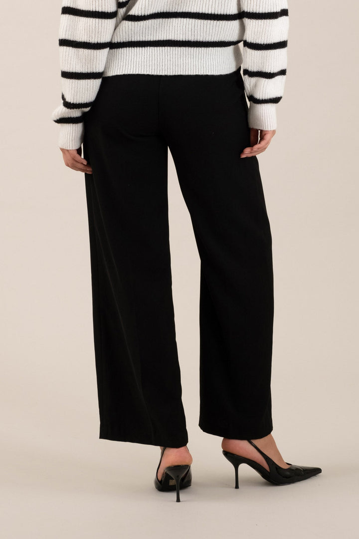 Pantalones de Vestir Plisados de Pierna Ancha y Talle Alto