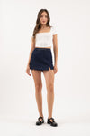 Falda Short Mujer Cintura Alta con Cinturón Abertura Frontal Casual Elegante