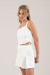 Minifalda Plisada con Shorts Blanca