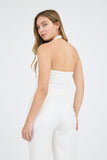 Chaleco Mujer Elegante Halter Escote V Sin Mangas Botones Moda Casual