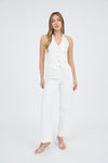 Chaleco Mujer Elegante Halter Escote V Sin Mangas Botones Moda Casual