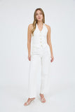 Chaleco Mujer Elegante Halter Escote V Sin Mangas Botones Moda Casual
