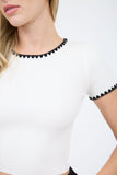 Blusa Top Blanco Borde Negro