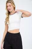 Blusa Top Blanco Borde Negro