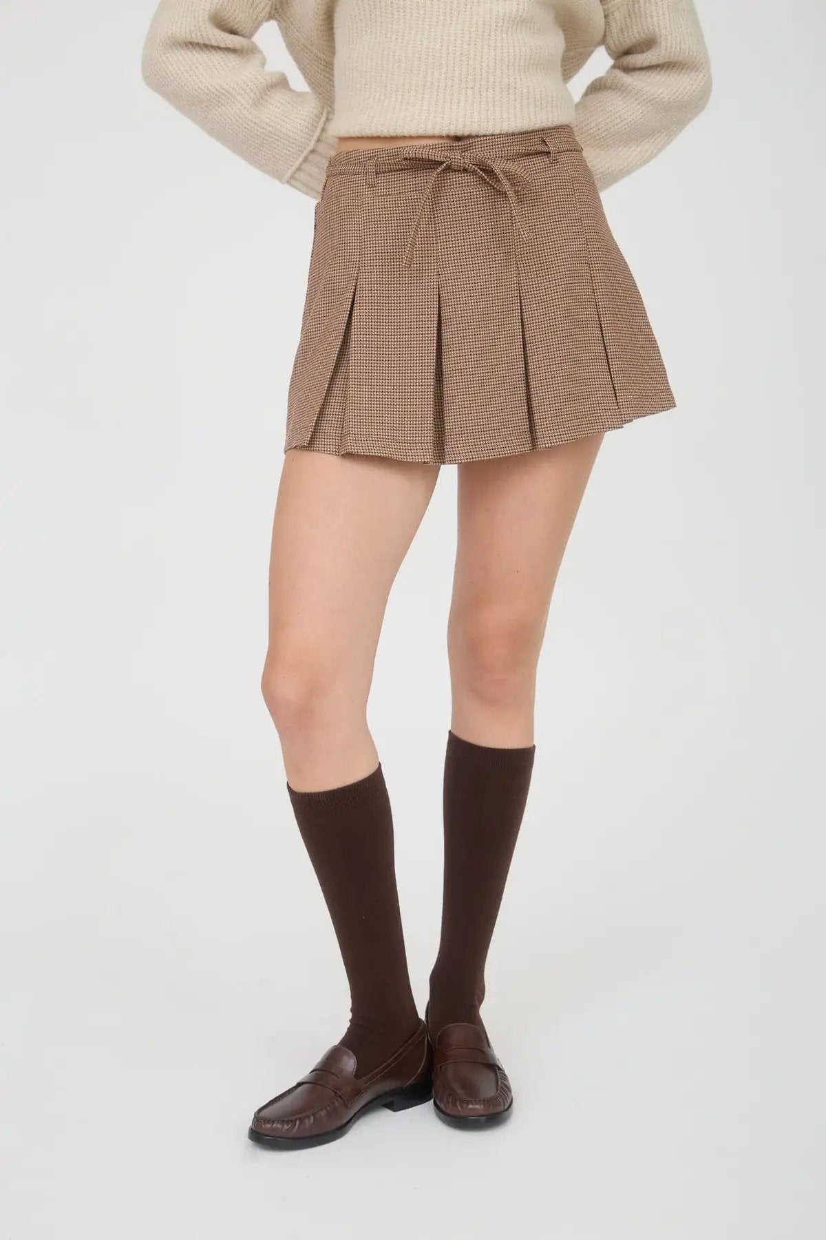 Falda Mini Plisada de Cuadros con Cinturón para Mujer by shopblupepper