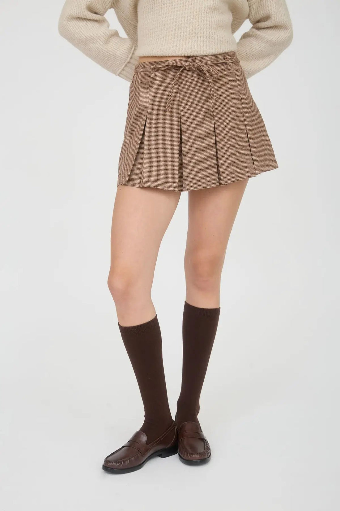 Falda Mini Plisada de Cuadros con Cinturón para Mujer by shopblupepper