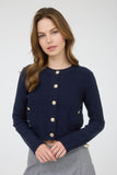 Cárdigan de Punto Mujer con Botones Dorados - Moda Femenina México