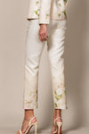 Pantalón Estrecho con Estampado Floral Blanco