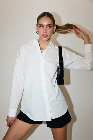 Blusa Camisa Blanca Oversize de Mujer | Camisa Manga Larga Clásica – Estilo Casual Chic