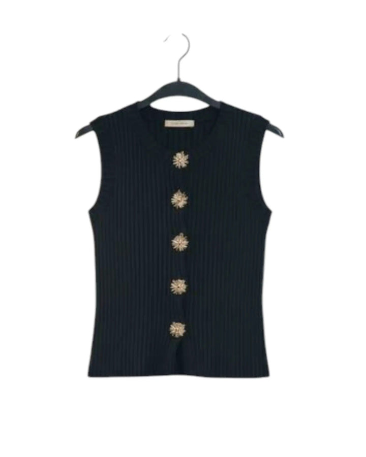 Chaleco Negro Abotonado by Yanet Collective