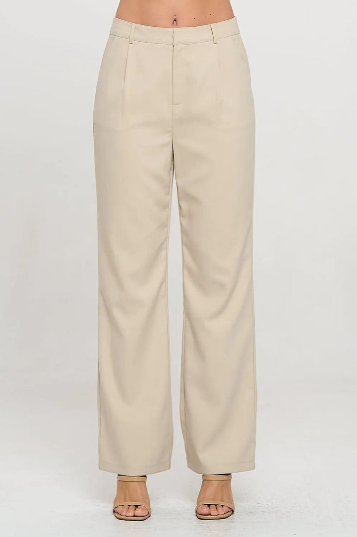 Pantalones de vestir de lino beige by Yanet Collective