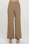 Pantalones Mujer Pierna Ancha Tiro Alto Tela Premium