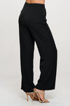 Pantalones Mujer Pierna Ancha Tiro Alto Tela Premium