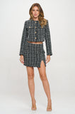 Falda Tweed Elegante con Abertura - Diseño Exclusivo