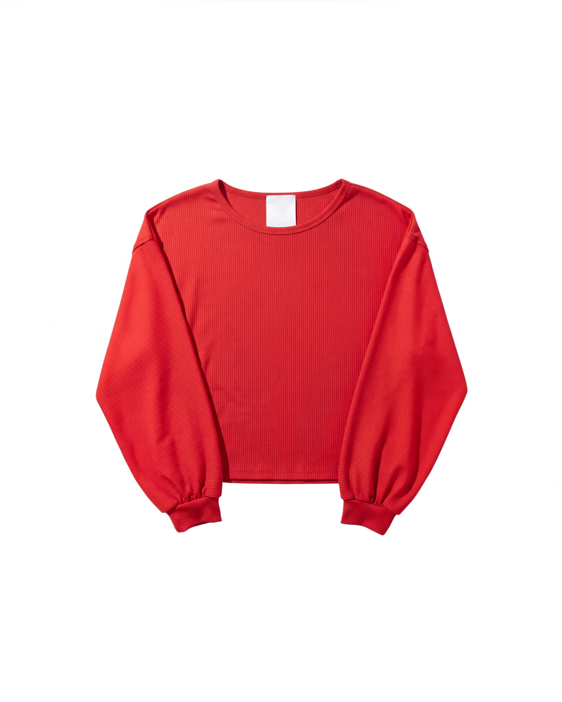 Playera de manga larga Yanet Collective en color rojo vibrante con textura rayada y cuello redondo