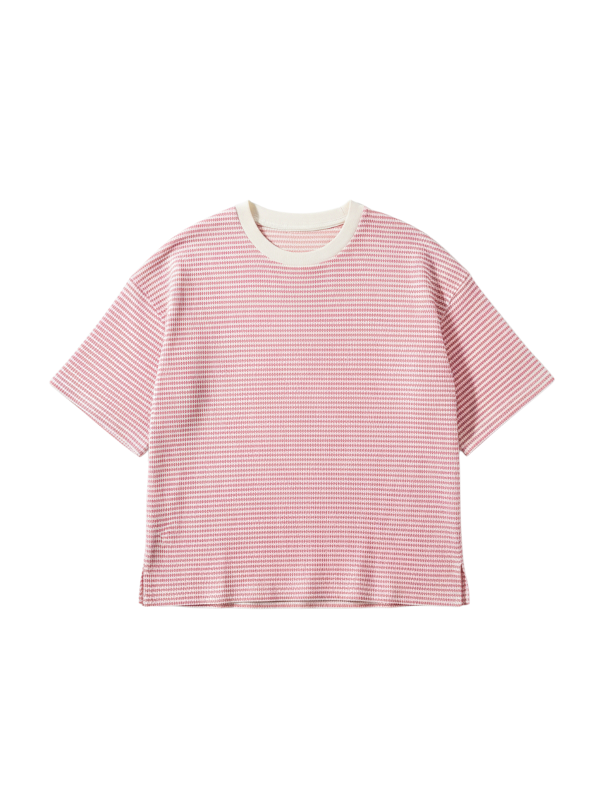 Blusa Rosa a Rayas con Cuello Acanalado - Estilo Boutique