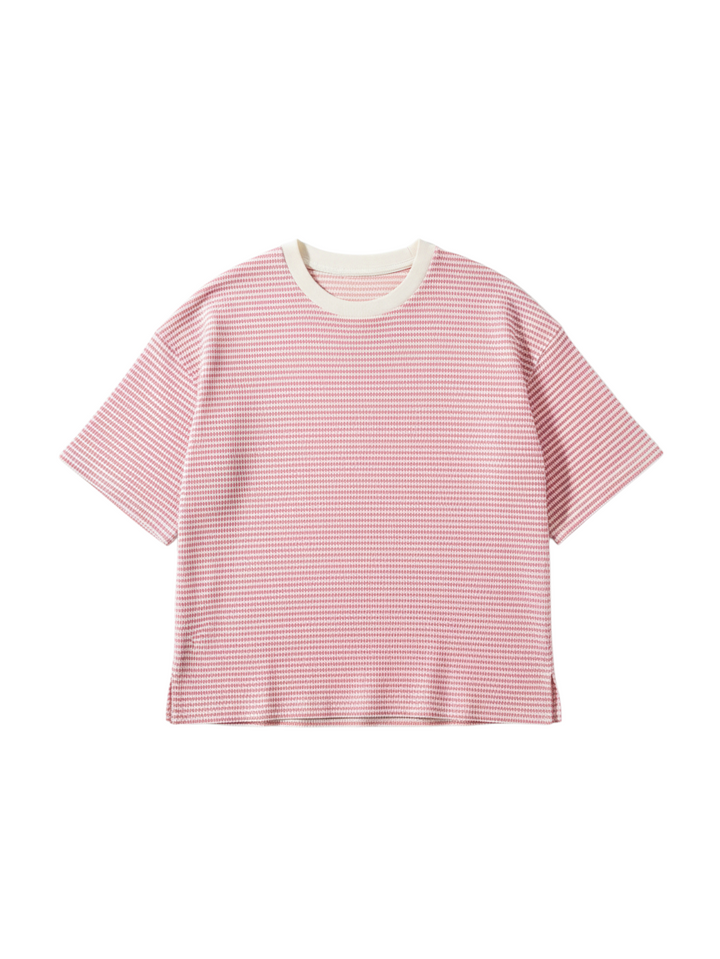 Blusa Rosa a Rayas con Cuello Acanalado - Estilo Boutique