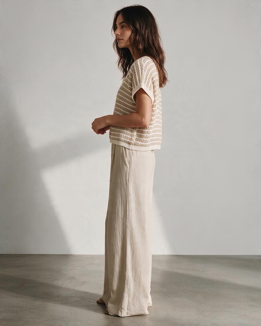 Top de Punto Crema con Textura a Rayas - Estilo Boutique