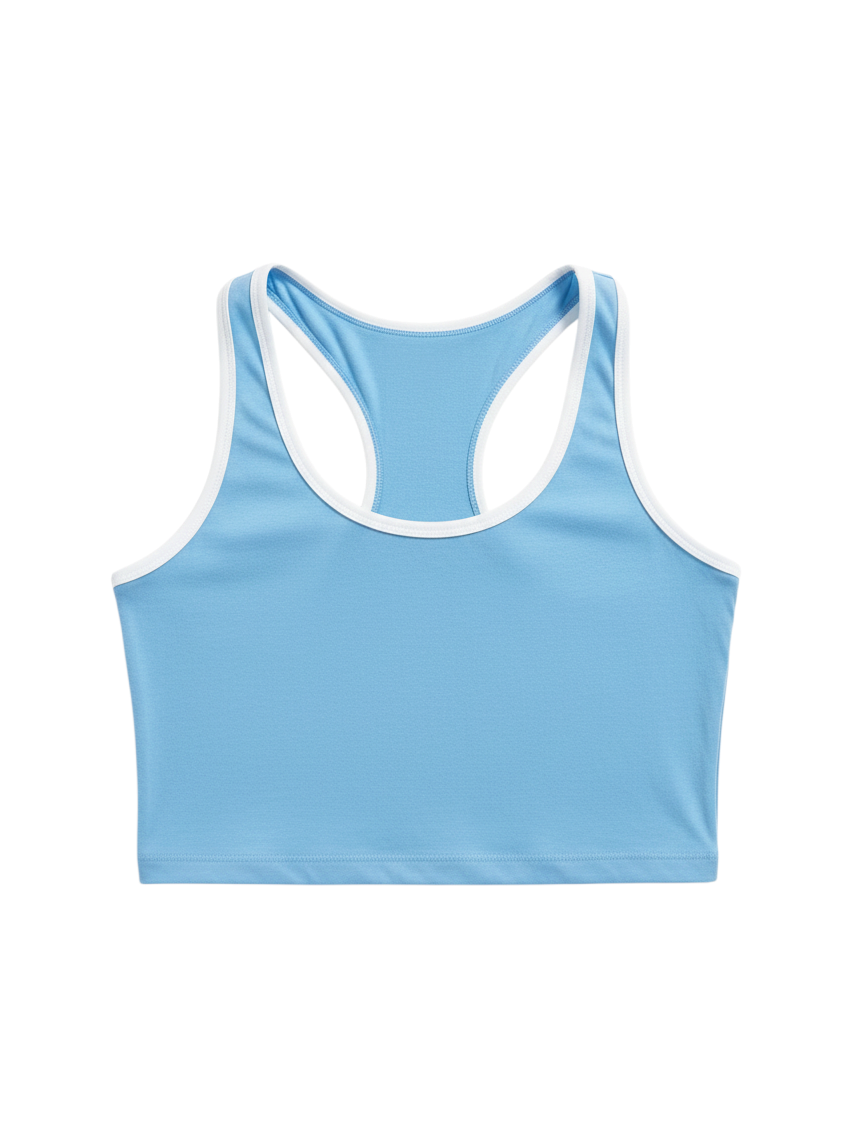 Top Corto Azul Cielo con Ribete Blanco - Estilo Boutique
