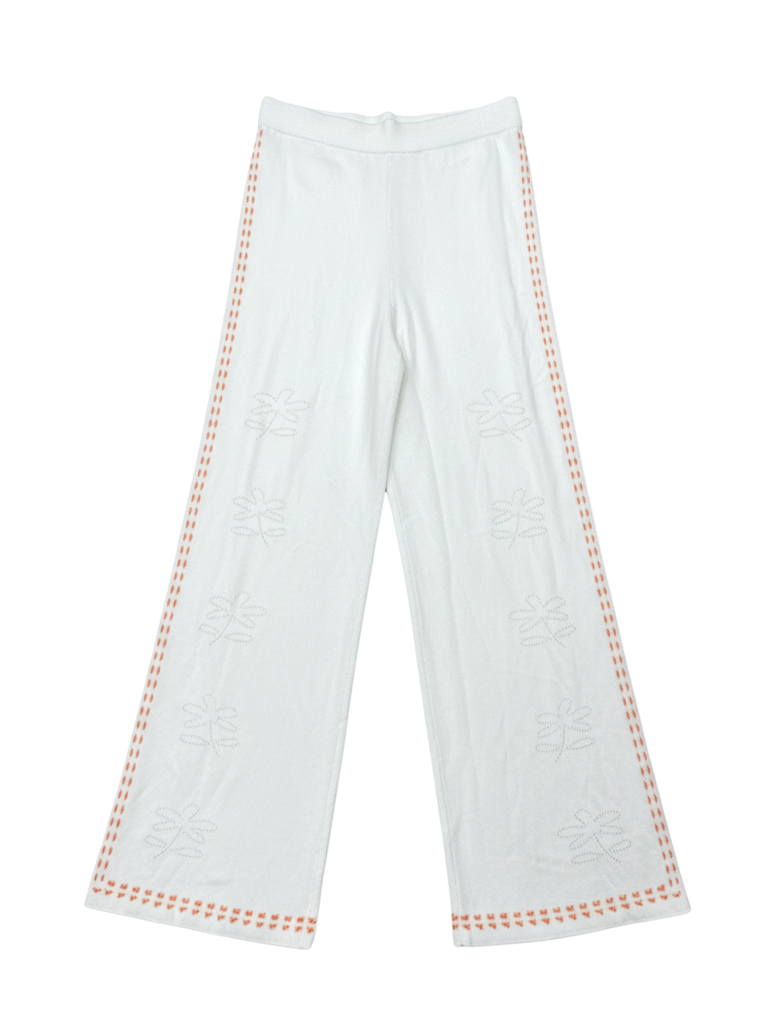 Pantalones Largos de Pierna Ancha Color Blanco con Detalle