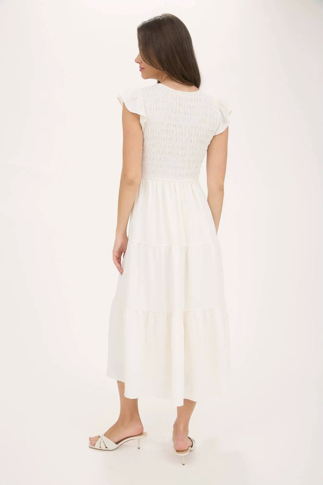 shopblupepper Boho Flutter Sleeve Maxi Dress - Flowy V-Neck Summer Beach Wedding Guest Dress Casual - Dress