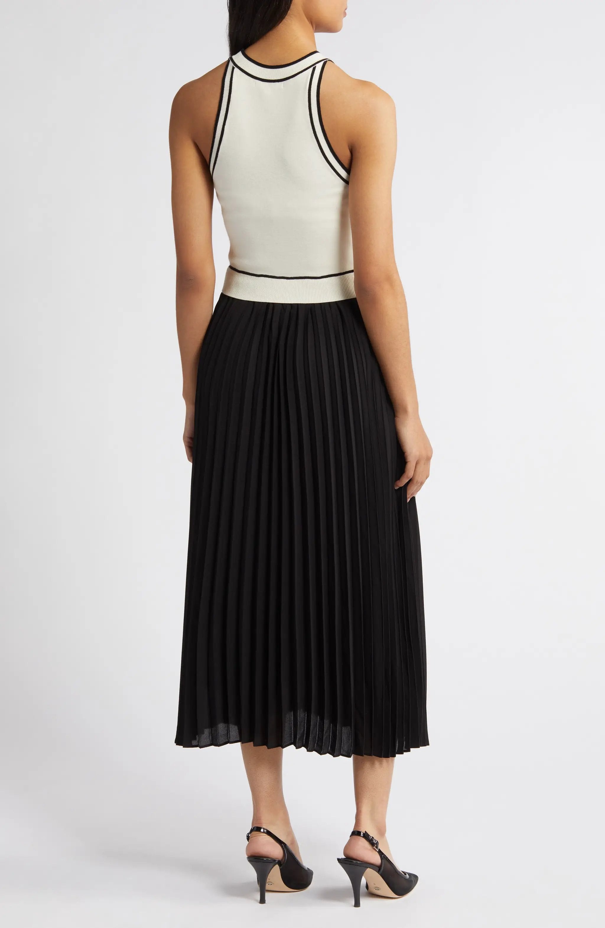 Vestido Maxi Blanco con Negro Sin Mangas by Yanet Collective