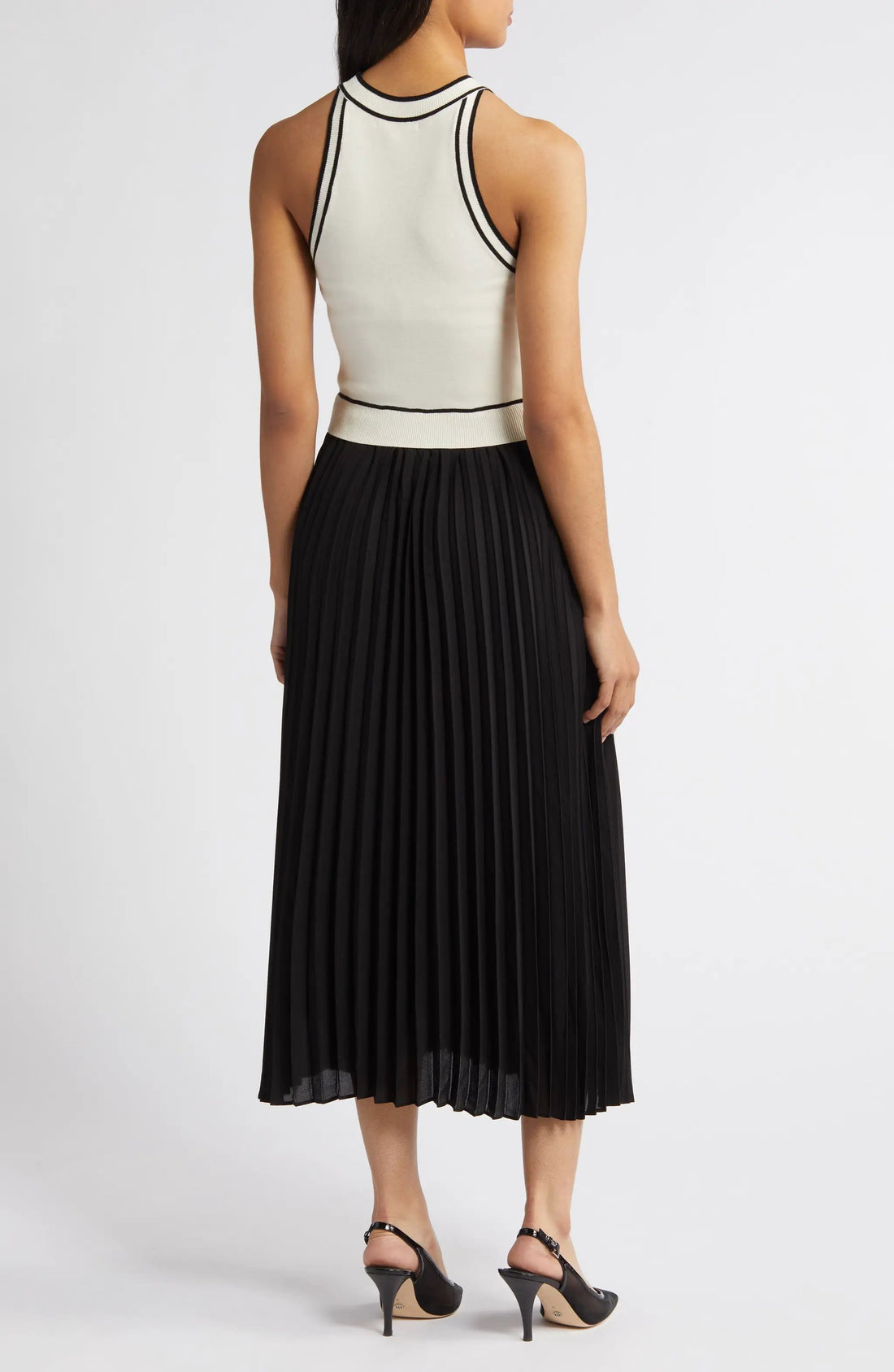 Vestido Maxi Blanco con Negro Sin Mangas by Yanet Collective
