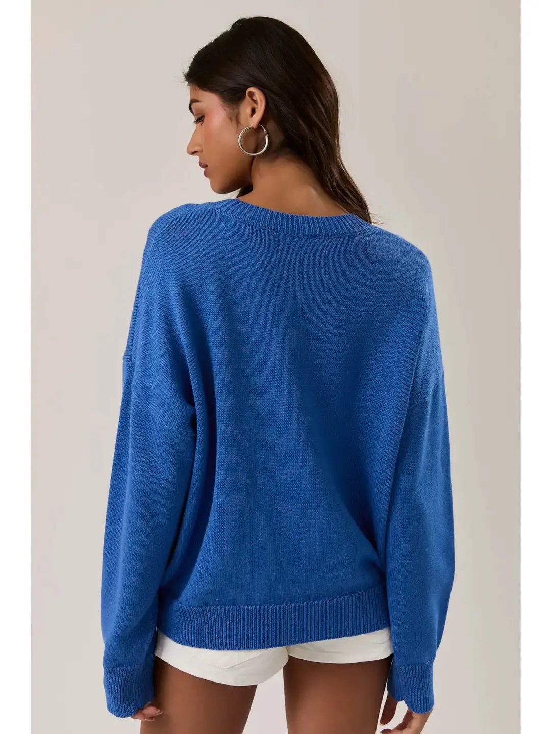 Yanet Collective Suéter Azul con Flor Tropical | Look Chic y Casual para Mujer - Sweaters
