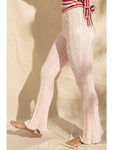 Pantalón de punto acampanado rosa