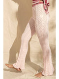 Pantalón de punto acampanado rosa