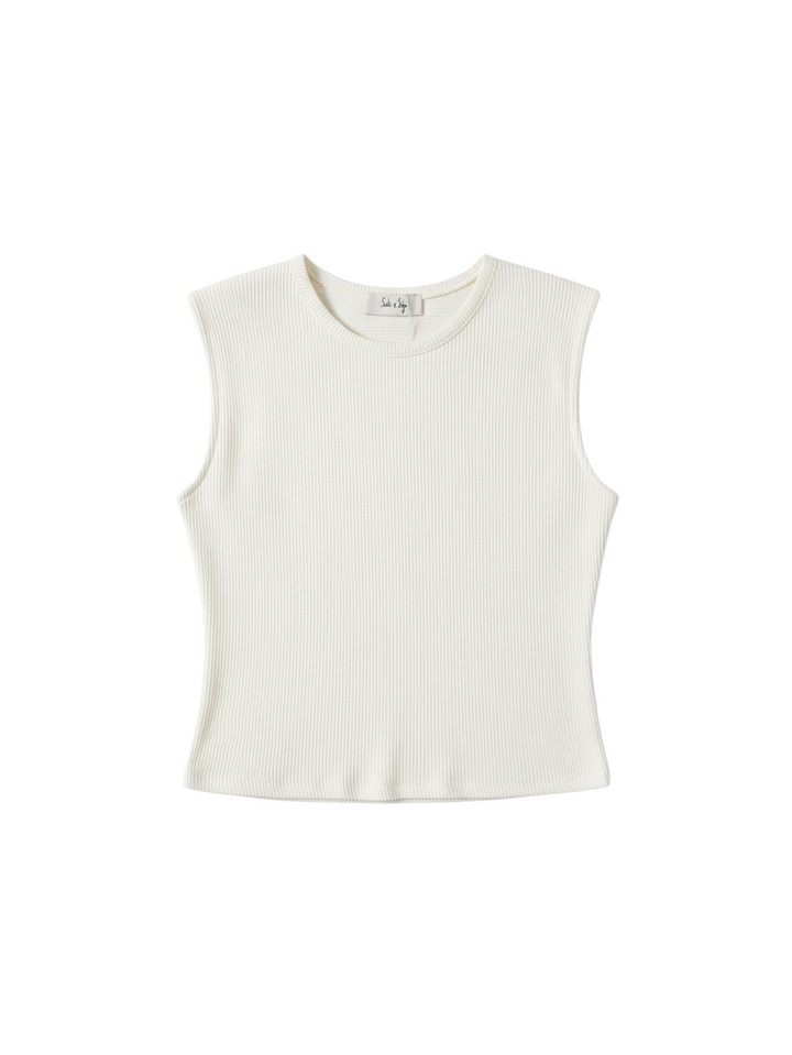Top Sin Mangas Crema con Textura Acanalada - Estilo Boutique