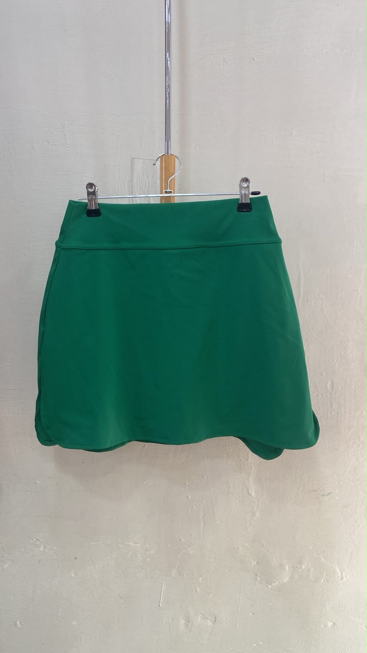 Green High-Waist A-Line Skirt with Side Detail