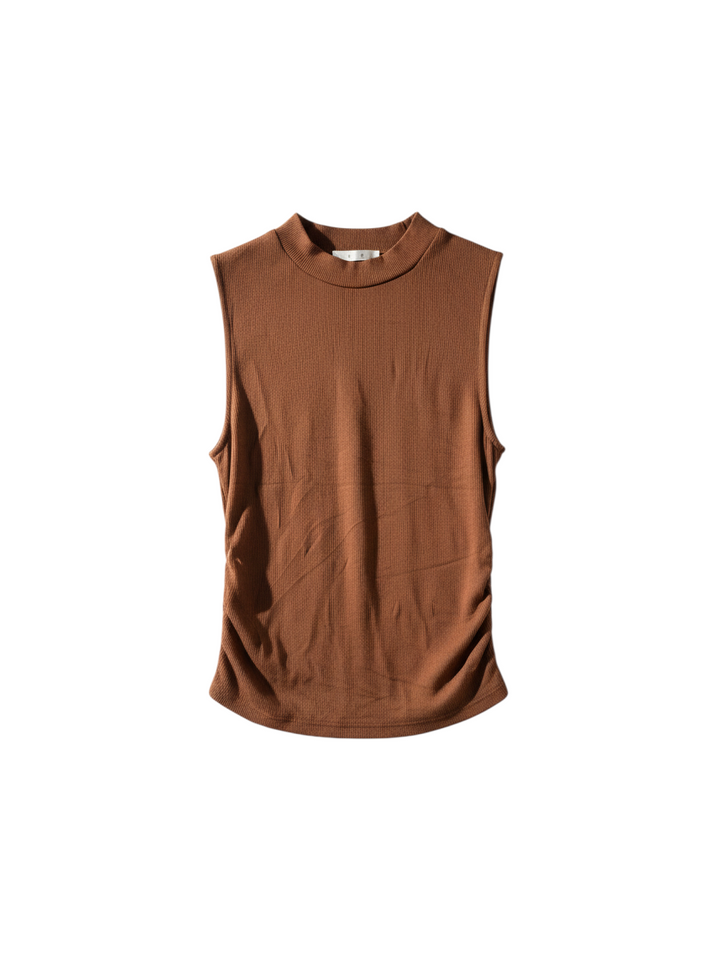 Top Sin Mangas de Cuello Alto Color Café