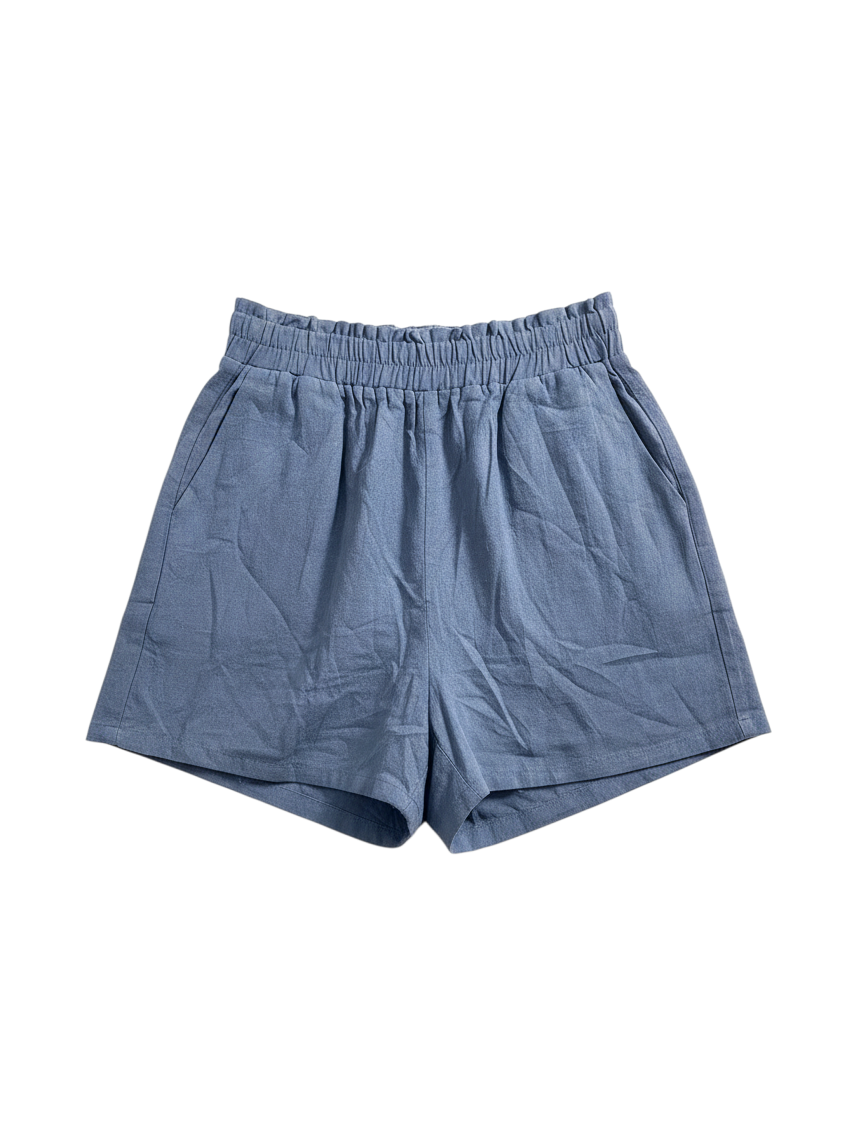 Bermudas Recortadas de Cintura Elástica Color Azul