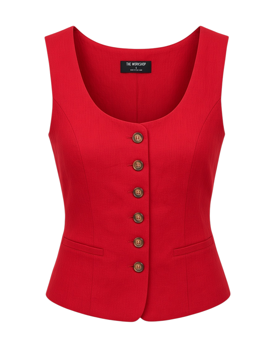 Blusa Roja Sin Mangas con Escote Cuadrado - Estilo Boutique