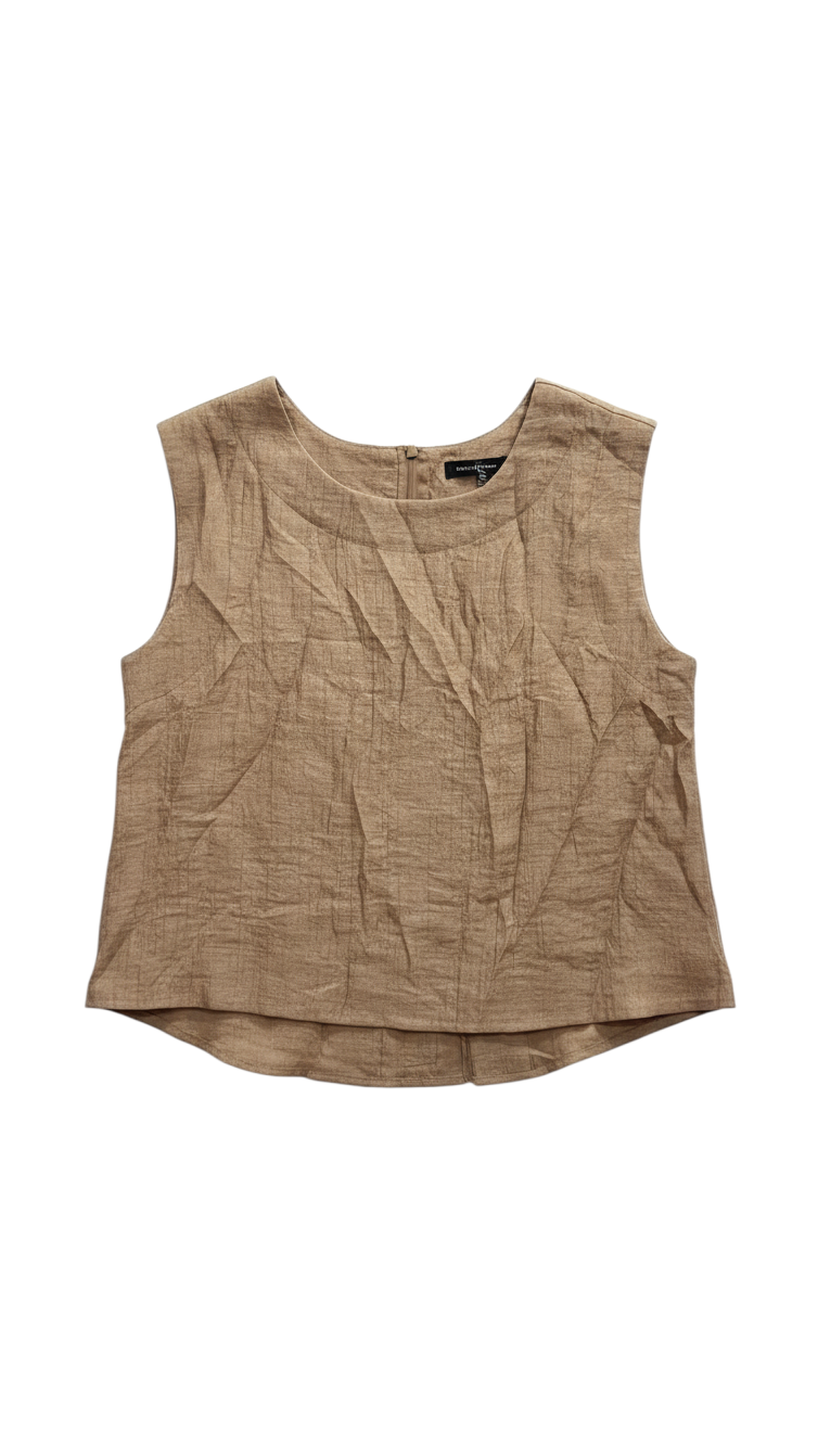 Top Beige Sin Mangas con Textura - Estilo Boutique