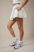 Lelis White Mid Waist Pocket Mini Skort – Cotton Knit Flowy Skirt Shorts - Bottoms